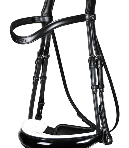 Dy'on Patent Large Crank Noseband White pad. & Flash - New English Trenshoofdstellen - Maddelin Equestrian Dy on