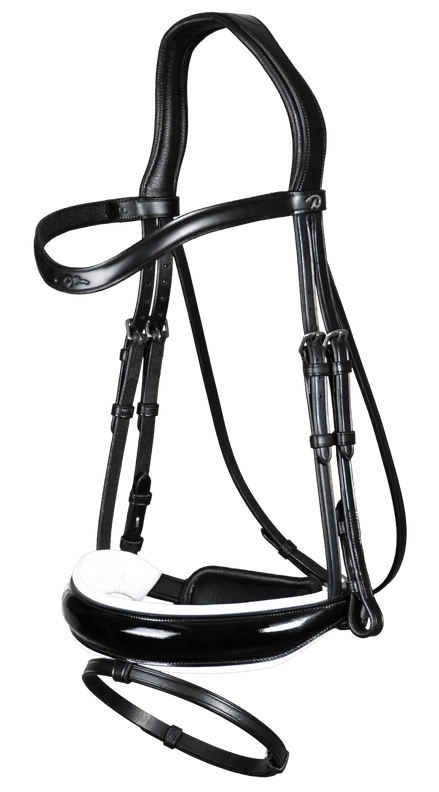 Dy'on Patent Large Crank Noseband White pad. & Flash - New English Trenshoofdstellen - Maddelin Equestrian Dy on