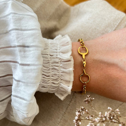 Equestrian Jewelry armband Twice: schakelketting met grove schakels en een dubbel gebroken bit