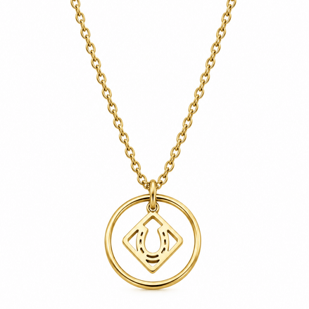 Equestrian Jewelry ketting Nali met grafische opengewerkte hoefijzerhanger, in zilver en goud