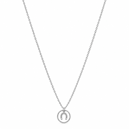 Equestrian Jewelry ketting Roxie met ronde hanger en hoefijzermotief, in zilver en goud