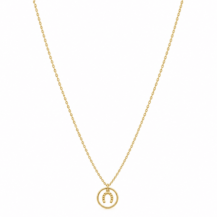 Equestrian Jewelry ketting Roxie met ronde hanger en hoefijzermotief, in zilver en goud