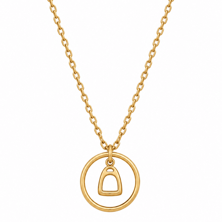 Equestrian Jewelry ketting Samy met stijgbeugelhanger in een fijne cirkel, in zilver en goud