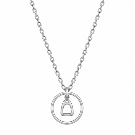 Equestrian Jewelry ketting Samy met stijgbeugelhanger in een fijne cirkel, in zilver en goud