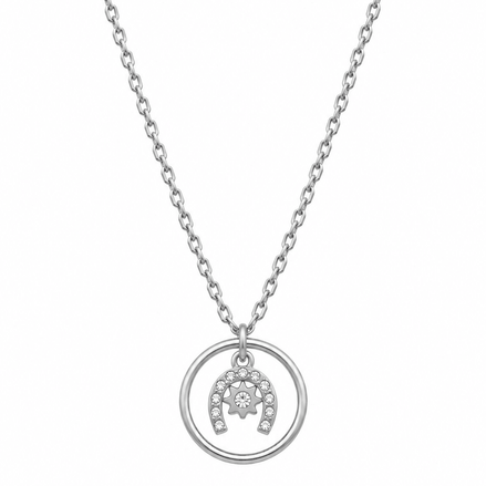 Equestrian Jewelry ketting Yumi met ronde hanger, hoefijzer met strass-steentjes en sterretje, in zilver en goud