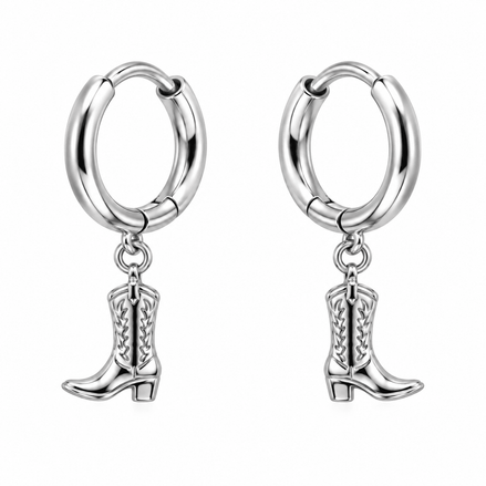 Equestrian Jewelry creolen Botty met hanger in de vorm van een rijlaars, in zilver en goud
