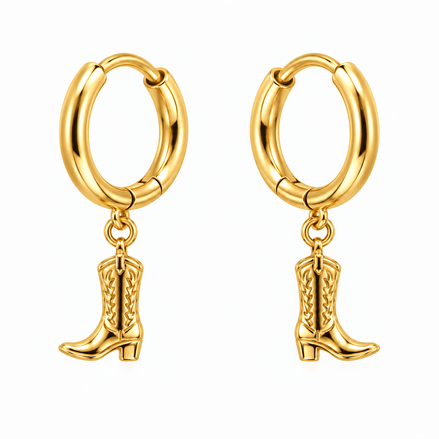 Equestrian Jewelry creolen Botty met hanger in de vorm van een rijlaars, in zilver en goud