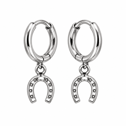 Equestrian Jewelry creolen Lili met klein hoefijzertje als hanger, in zilver en goud