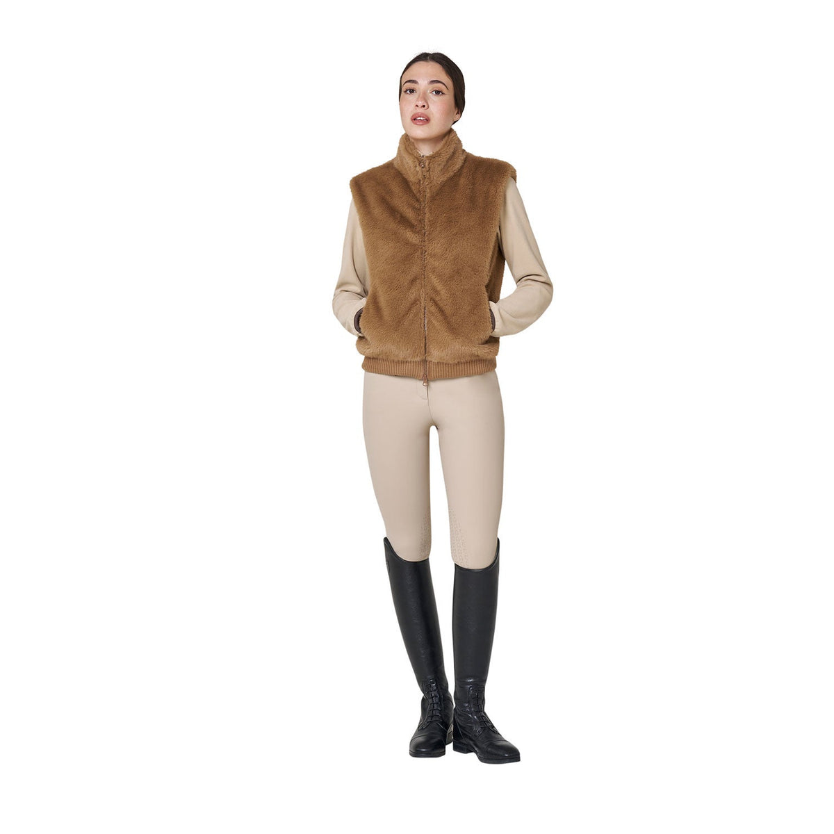 Equestro Dames Bodywarmer van Imitatiebont Dames Jassen - Maddelin Equestrian