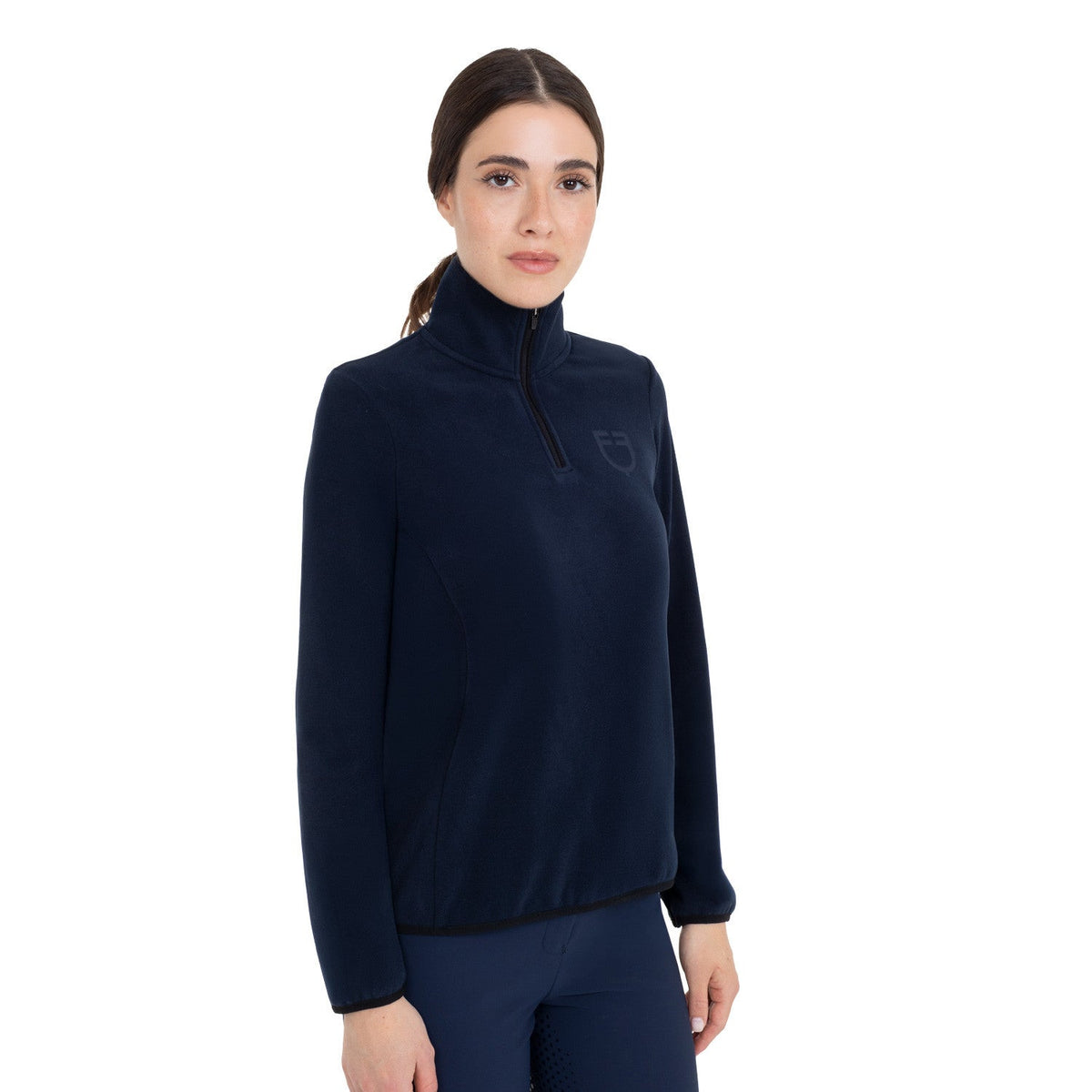 Equestro Dames Fleece Sweater met Hoge Kraag en 3/4 Rits Dames Truien & Sweaters - Maddelin Equestrian