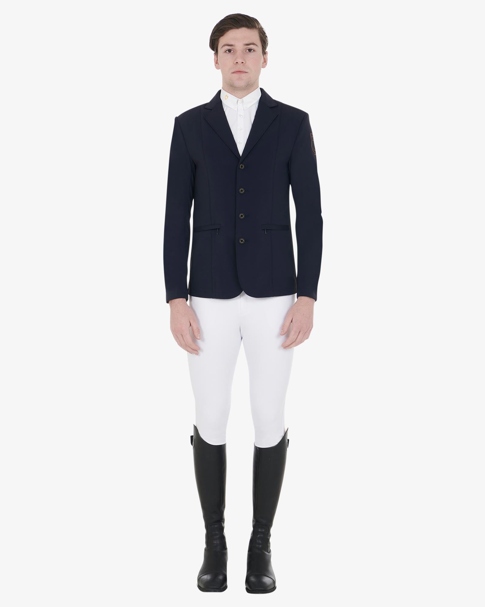 Equestro Heren Wedstrijdjas met Contrasterend Geborduurd Logo Wedstrijdjassen - Maddelin Equestrian Equestro