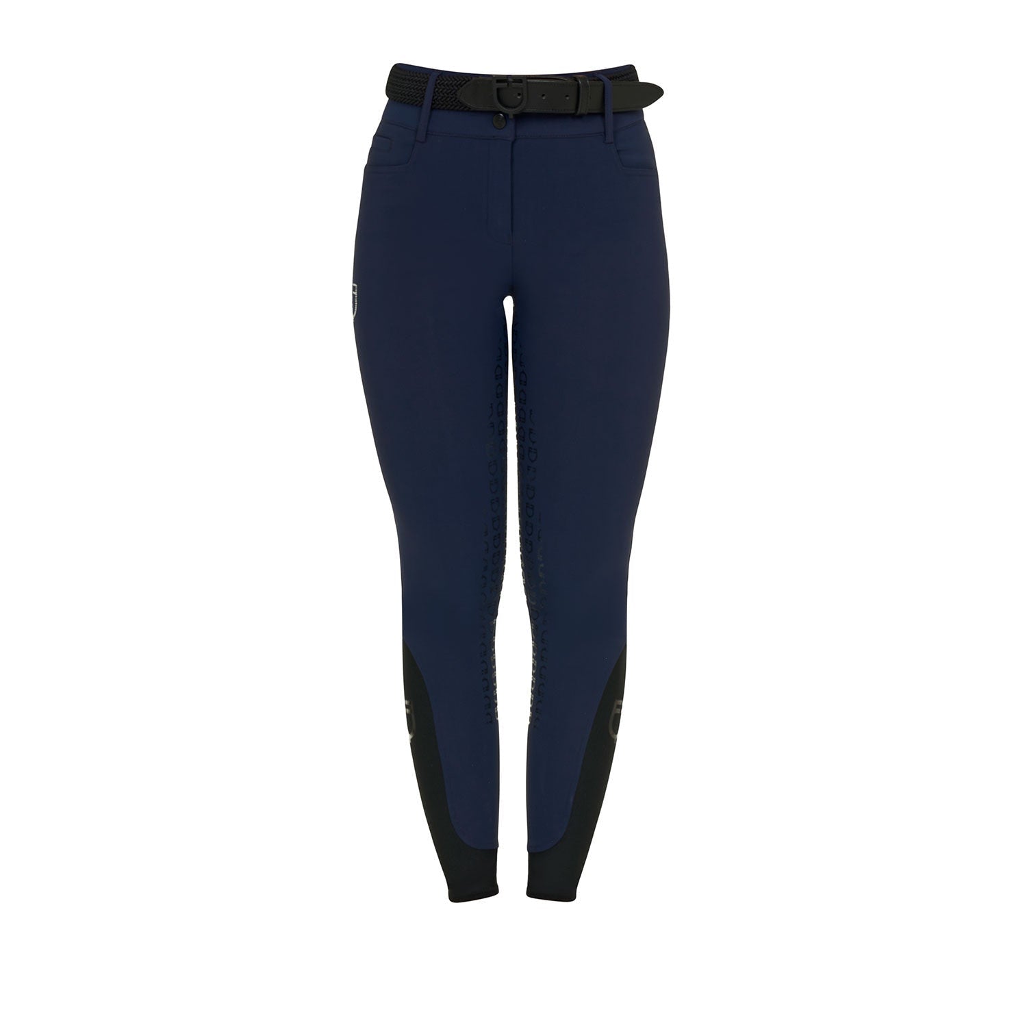 Equestro Rijbroek Hoge Taille Full Grip Strass Logo Dames Dames Rijbroeken - Maddelin Equestrian Equestro