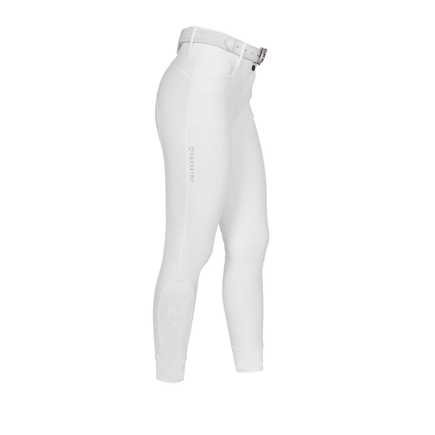 Equestro Rijbroek Hoge Taille Full Grip Strass Logo Dames Dames Rijbroeken - Maddelin Equestrian Equestro