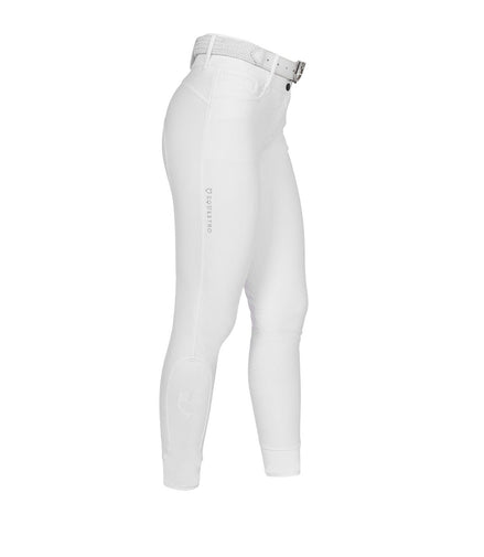 Equestro Rijbroek Hoge Taille Full Grip Strass Logo Dames Dames Rijbroeken - Maddelin Equestrian Equestro