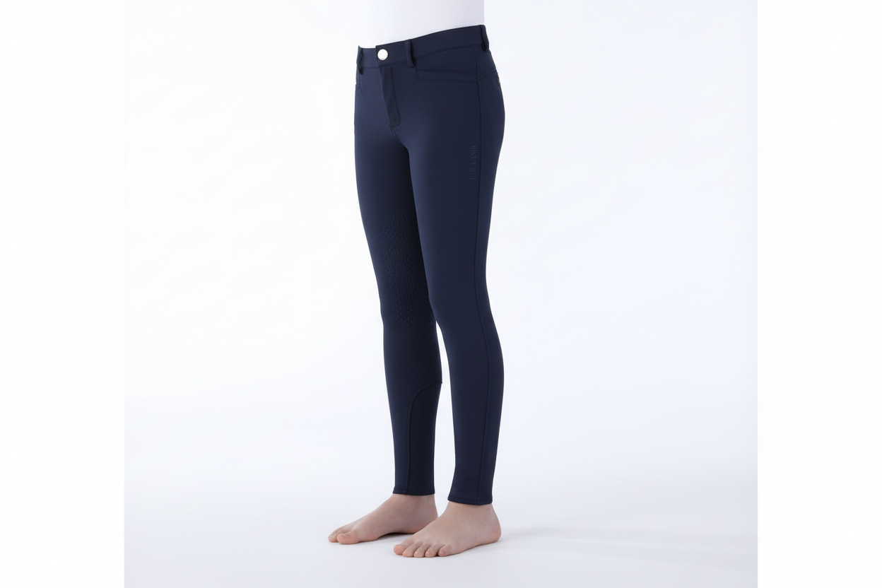 Pantalon d'équitation Equiline Kids Jhoank pour garçon, avec genouillères antidérapantes