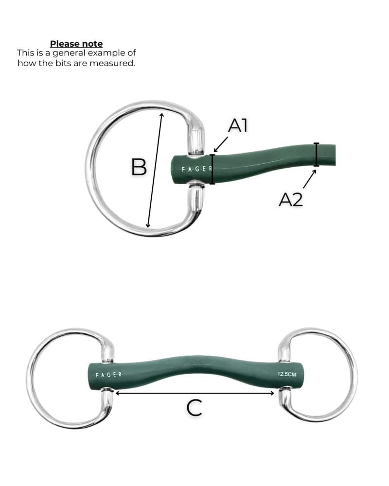 Fager Andrea Soft Rubber bit Fixed rings Bus, D, Eggbutt,... - Maddelin Equestrian Fager