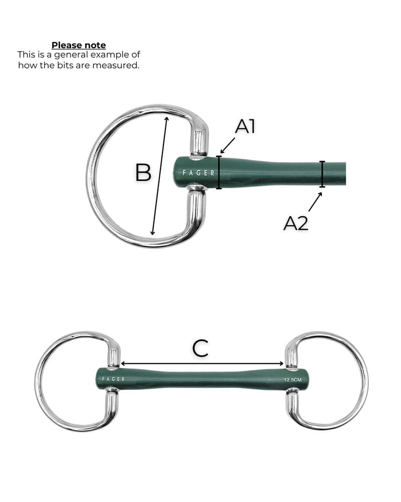 Fager Nicole Hard Rubber bit Fixed Rings Bus, D, Eggbutt,... - Maddelin Equestrian Fager