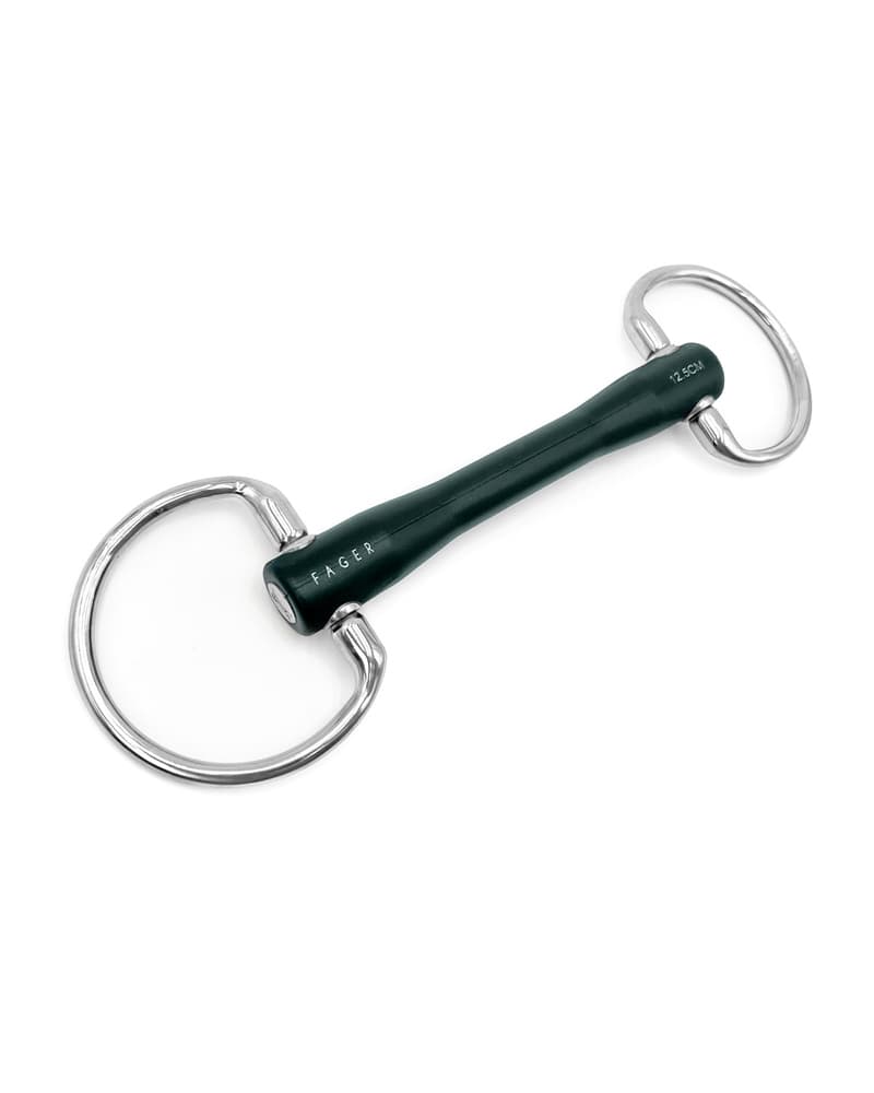 Fager Nicole Hard Rubber bit Fixed Rings Bus, D, Eggbutt,... - Maddelin Equestrian Fager