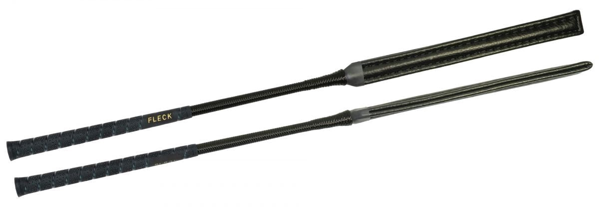Fleck Whip Nylon wrapped 24cm Grip Cushion Flap Black Springzwepen - Maddelin Equestrian Fleck
