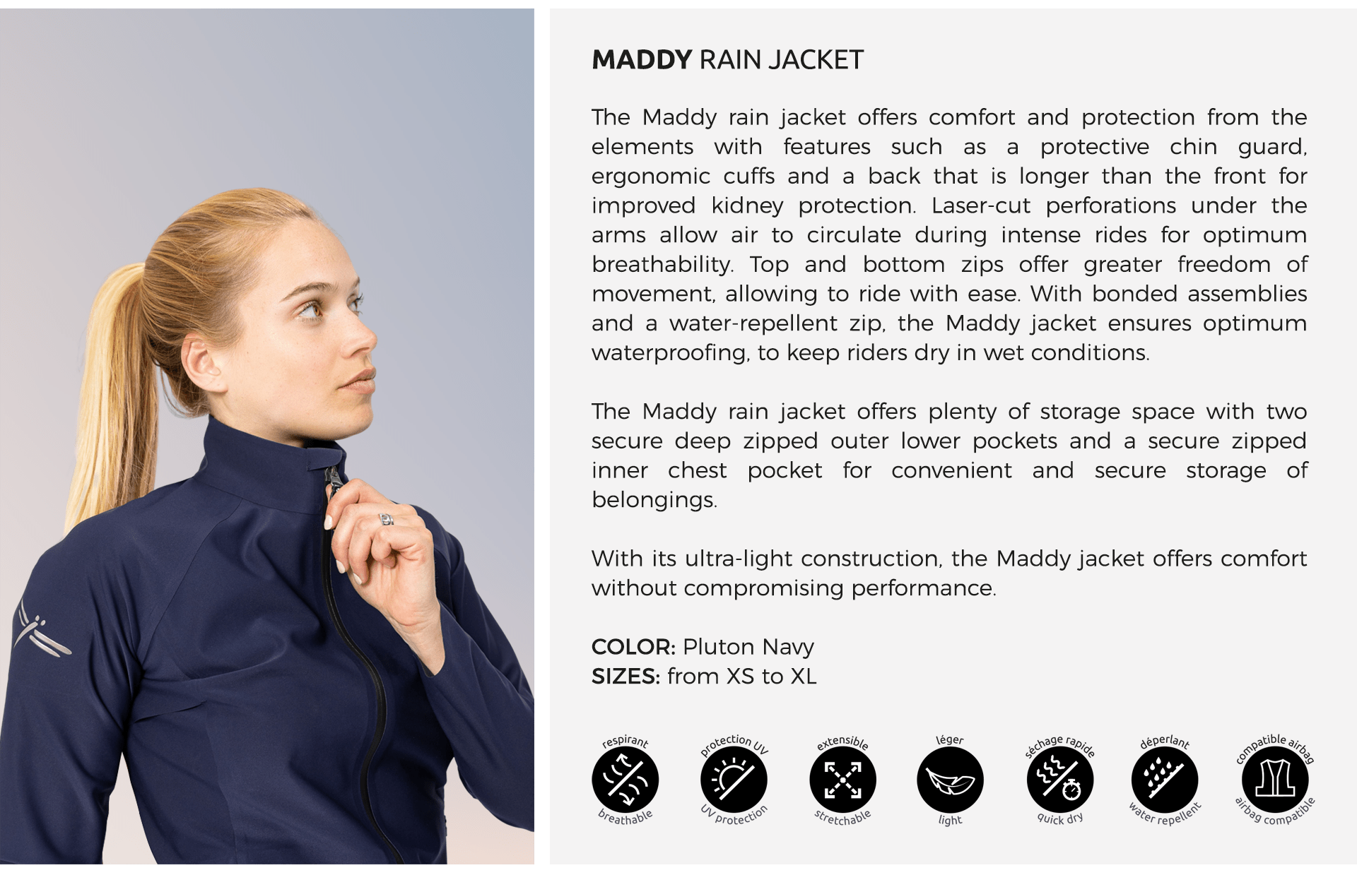 Freejump Maddy Regen Jas Dames Airbags & Bodyprotectors - Maddelin Equestrian Freejump