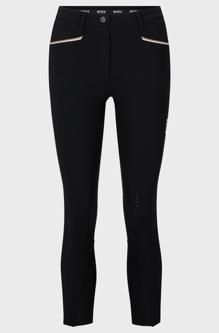 Pantalon d'équitation Boss pour femme, genouillères antidérapantes, couleur noisette.