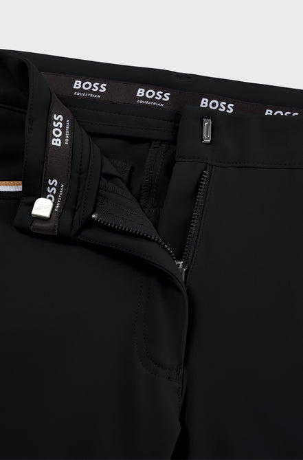 Pantalon d'équitation Boss pour femme, genouillères antidérapantes, couleur noisette.