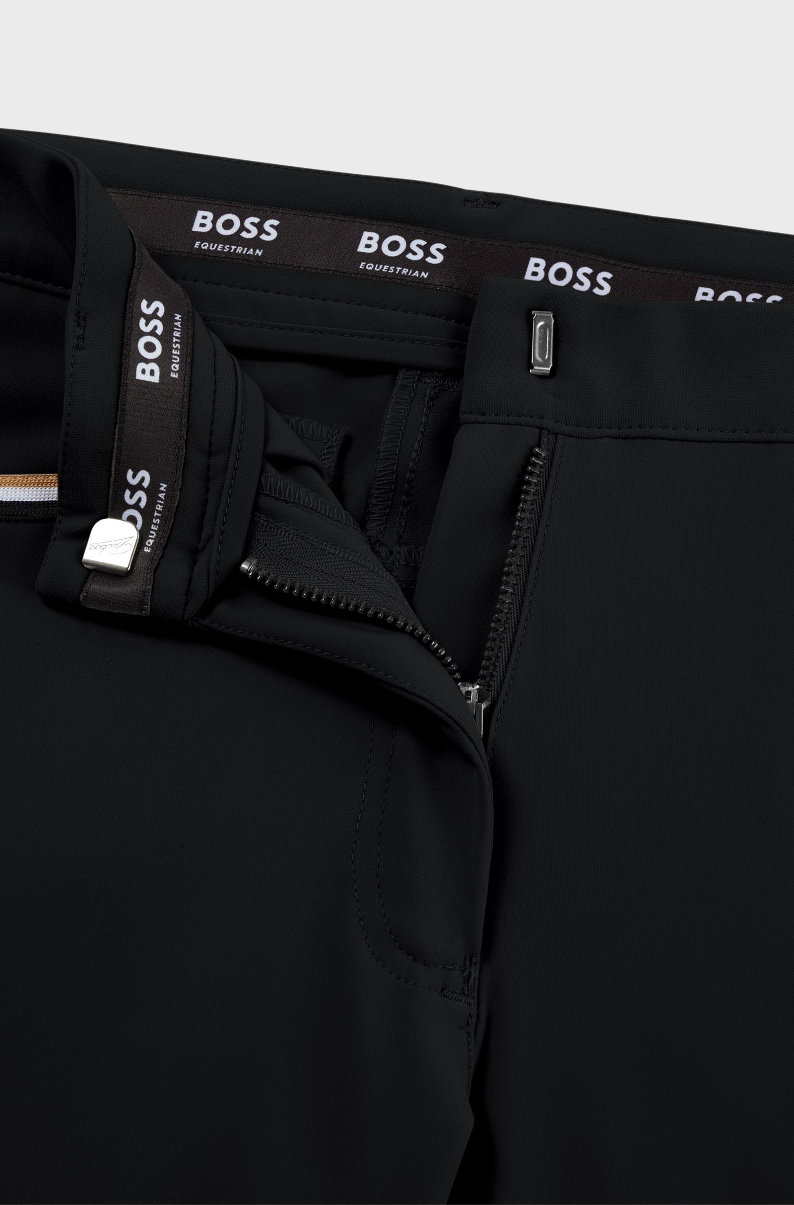 Pantalon d'équitation Boss pour femme, genouillères antidérapantes, couleur noisette.