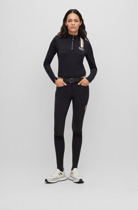Pantalon d'équitation Boss pour femme, genouillères antidérapantes, couleur noisette.