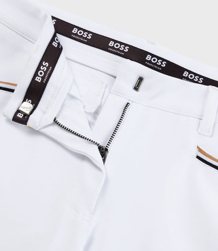 Pantalon d'équitation Boss pour femme, genouillères antidérapantes, couleur noisette.