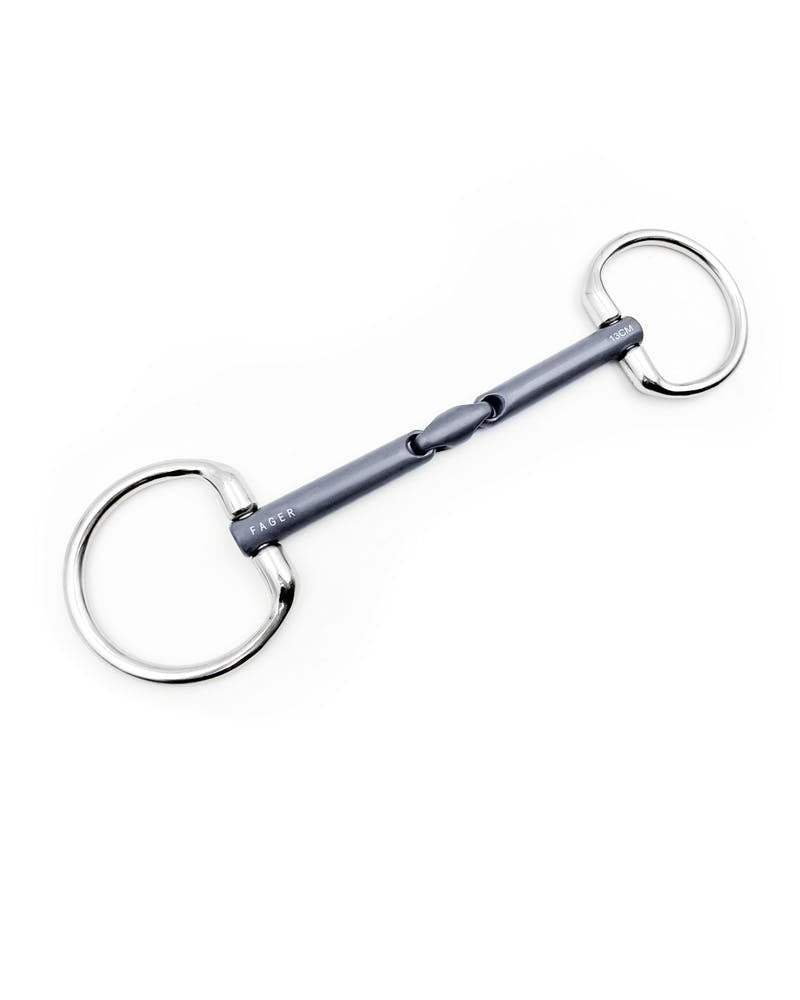 Fager Madeleine Titanium Underlay Snaffle Double Jointed Fixed Rings
