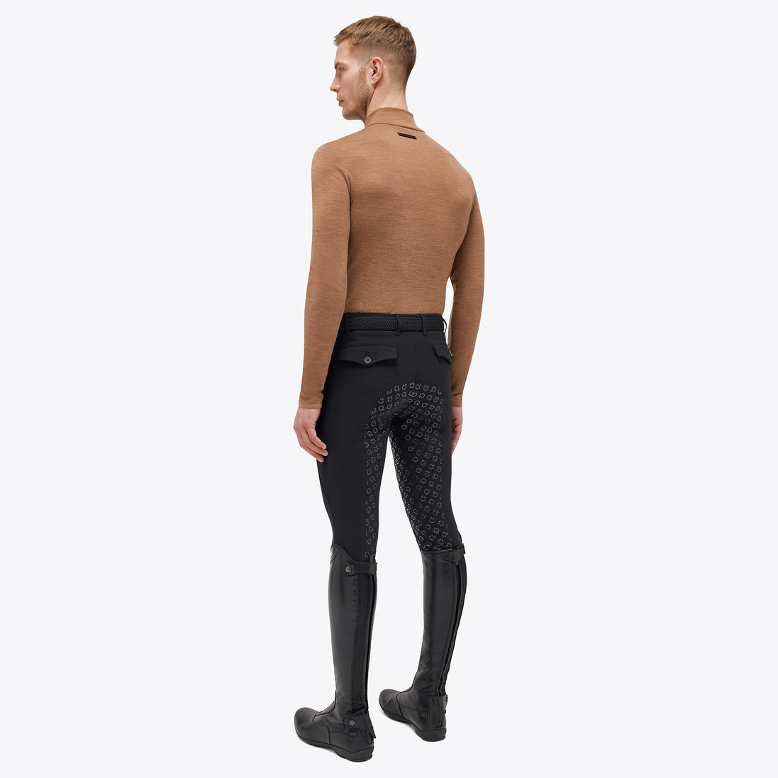 Cavalleria Toscana Heren Tech Wool Half Zip Lange Mouw Bruin XS