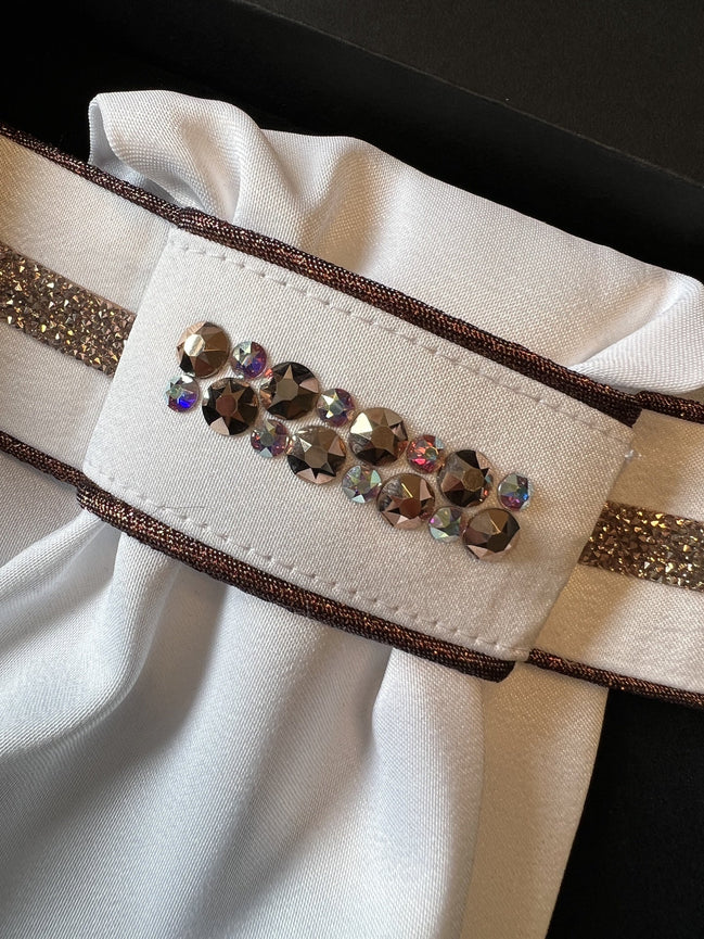 JUDI Stock Tie Rocks Rose Gold Odessa Double Dark Rose Golden Trim L Wedstrijd Accessoires - Maddelin Equestrian JUDI