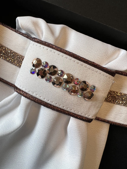 JUDI Stock Tie Rocks Rose Gold Odessa Double Dark Rose Golden Trim L Wedstrijd Accessoires - Maddelin Equestrian JUDI