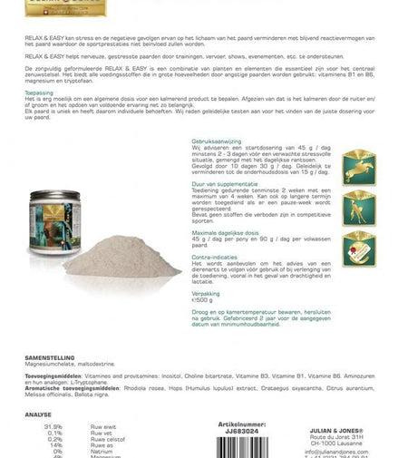 Julian & Jones Relax & Easy 1.2kg Voedingssupplementen - Maddelin Equestrian Julian & Jones