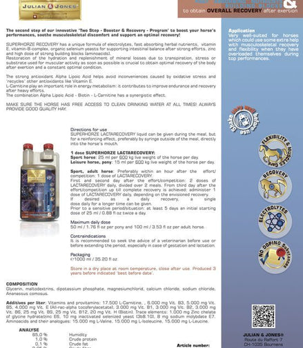 Julian & Jones SuperHorze LactaRecovery 1L Voedingssupplementen - Maddelin Equestrian Julian & Jones