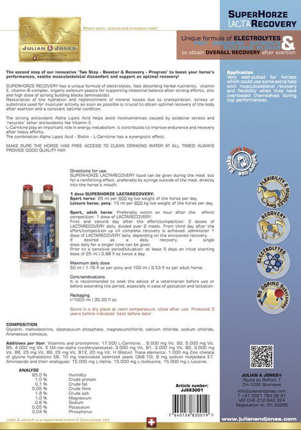 Julian & Jones SuperHorze LactaRecovery 1L Voedingssupplementen - Maddelin Equestrian Julian & Jones