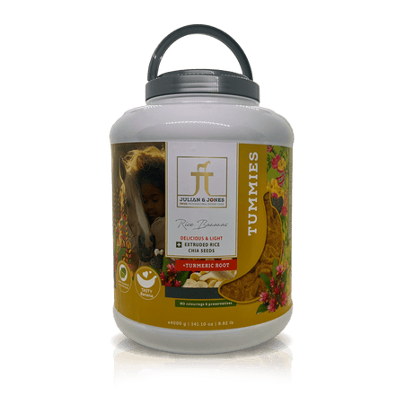 Julian & Jones Tummies Pot Paardensnoepjes met Rijst & Kurkuma Snoepjes en likstenen - Maddelin Equestrian Julian & Jones