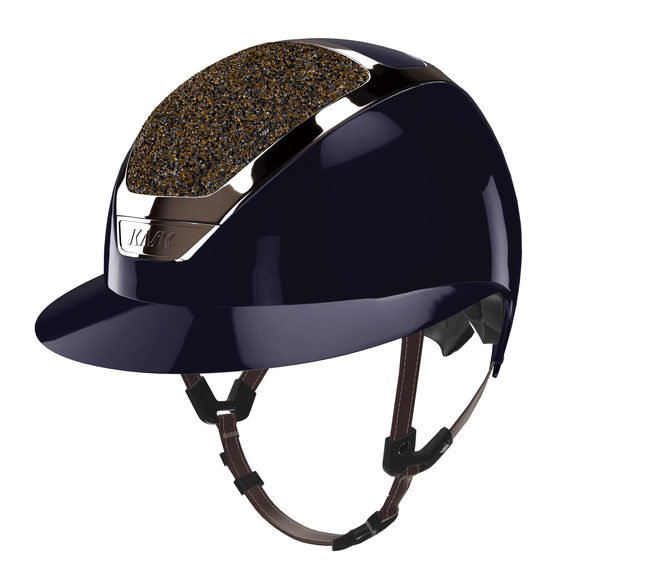 Kask Star Lady Pure Shine Atlantic Chrome Gold Crystal Midnight Mixture Dune Kask - Maddelin Equestrian Kask