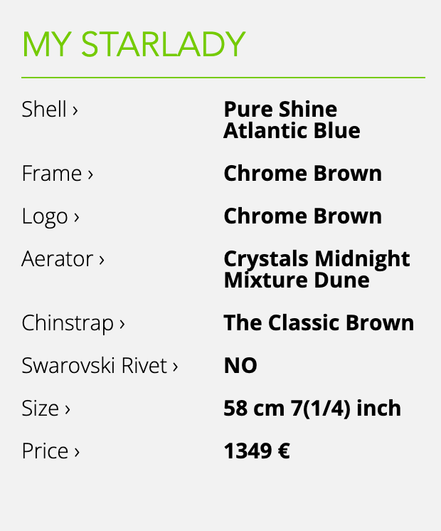 Kask Star Lady Pure Shine Atlantic Chrome Gold Crystal Midnight Mixture Dune Kask - Maddelin Equestrian Kask