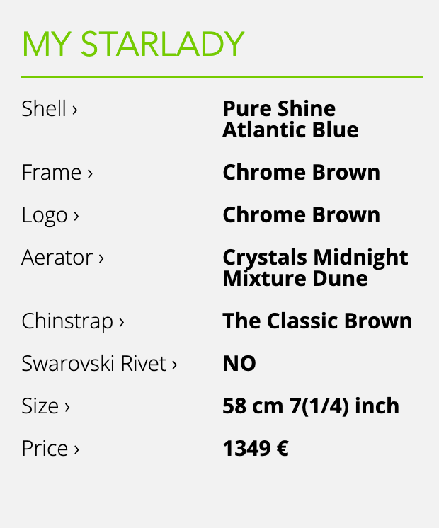 Kask Star Lady Pure Shine Atlantic Chrome Gold Crystal Midnight Mixture Dune Kask - Maddelin Equestrian Kask