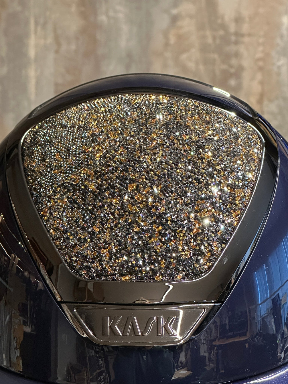 Kask Star Lady Pure Shine Atlantic Chrome Gold Crystal Midnight Mixture Dune Kask - Maddelin Equestrian Kask