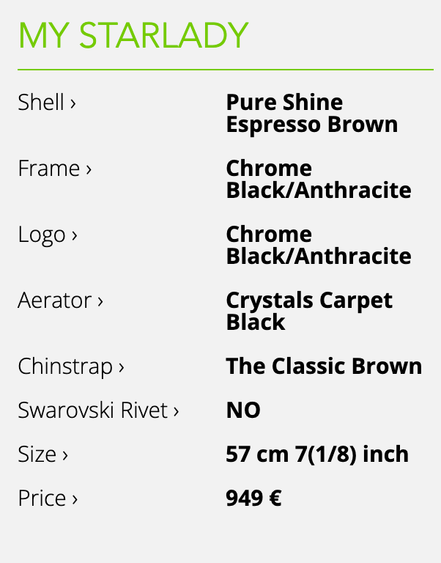 Kask Star Lady Pure Shine Espresso Chrome Black Crystal Carpet Black 57 Kask - Maddelin Equestrian Kask