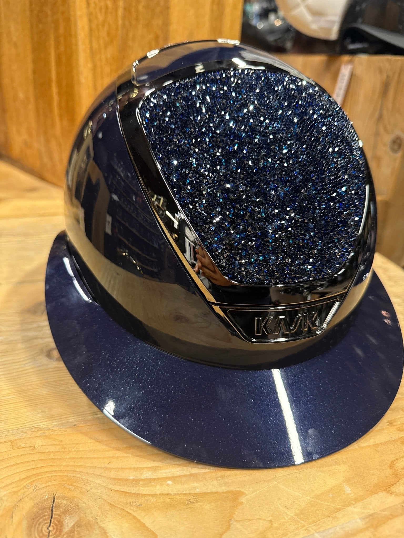 Kask Star Lady Pure Shine Navy Crystals Midnight Mixture Abisso Chrome Black Kask - Maddelin Equestrian Kask