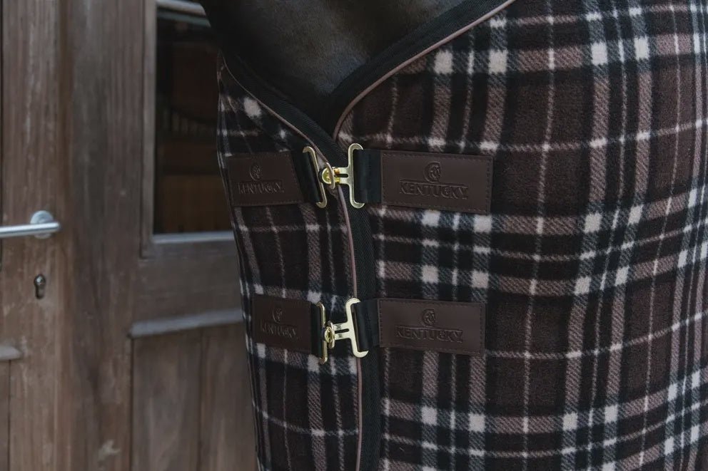 Kentucky Fleece Paardendeken Heavy Check Printing Brown Zweetdekens - Maddelin Equestrian Kentucky