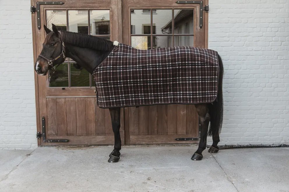Kentucky Fleece Paardendeken Heavy Check Printing Brown Zweetdekens - Maddelin Equestrian Kentucky