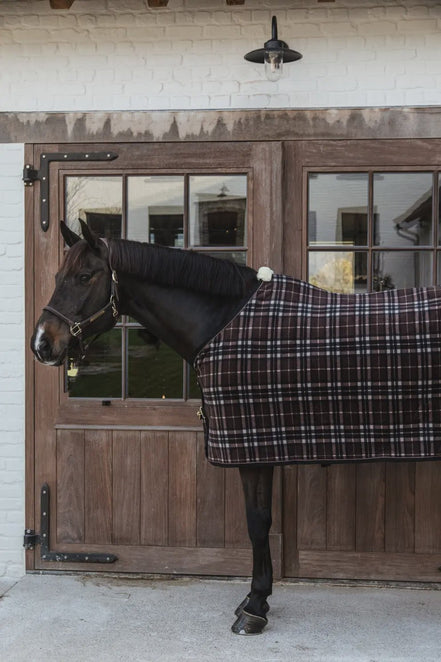Kentucky Fleece Paardendeken Heavy Check Printing Brown Zweetdekens - Maddelin Equestrian Kentucky
