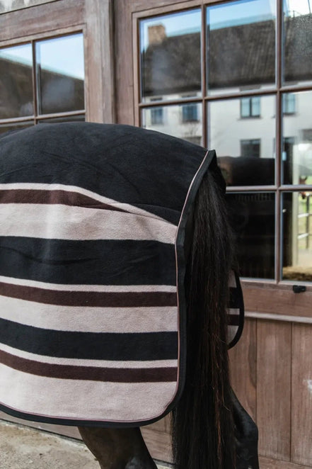 Kentucky Fleece Paardendeken Heavy Stripes Brown/Beige Zweetdekens - Maddelin Equestrian Kentucky