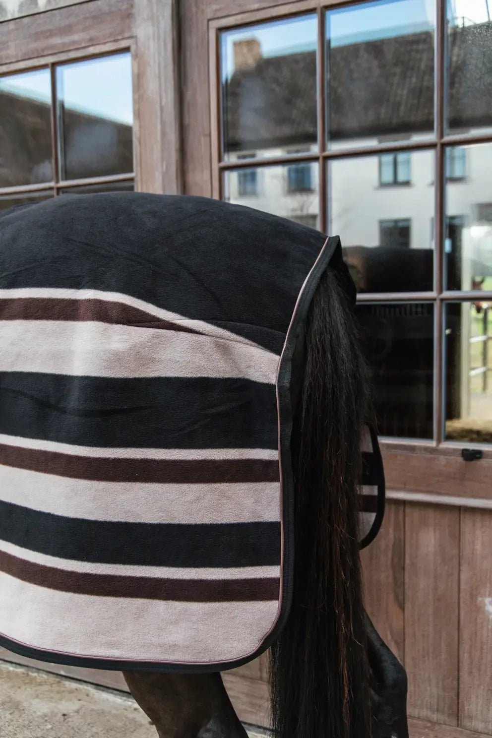 Kentucky Fleece Paardendeken Heavy Stripes Brown/Beige Zweetdekens - Maddelin Equestrian Kentucky