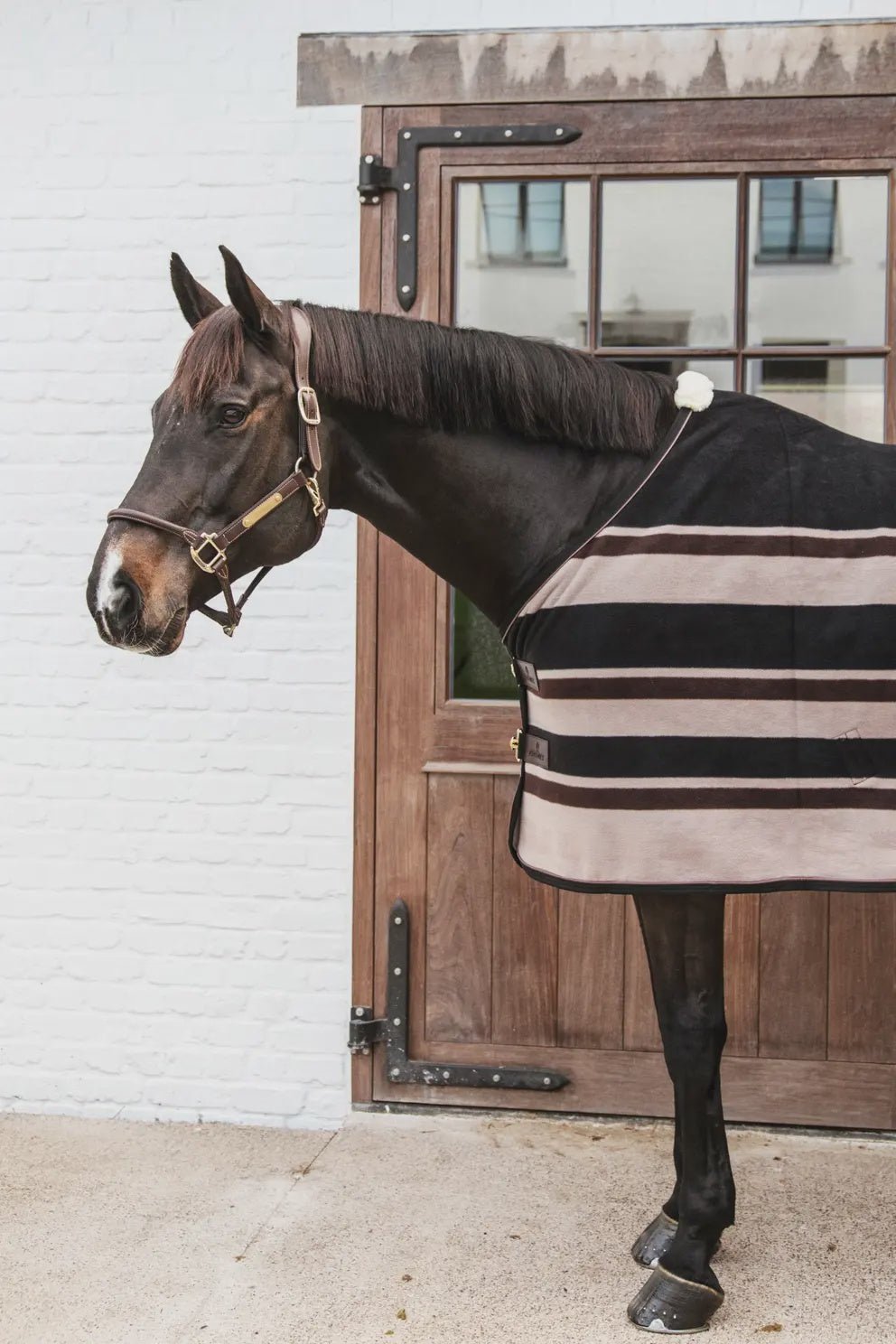 Kentucky Fleece Paardendeken Heavy Stripes Brown/Beige Zweetdekens - Maddelin Equestrian Kentucky