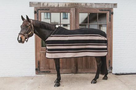 Kentucky Fleece Paardendeken Heavy Stripes Brown/Beige Zweetdekens - Maddelin Equestrian Kentucky